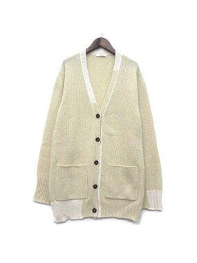 Celine Phoebe Philo Era Wool Knit Contrast Long Cardigan Natural XS